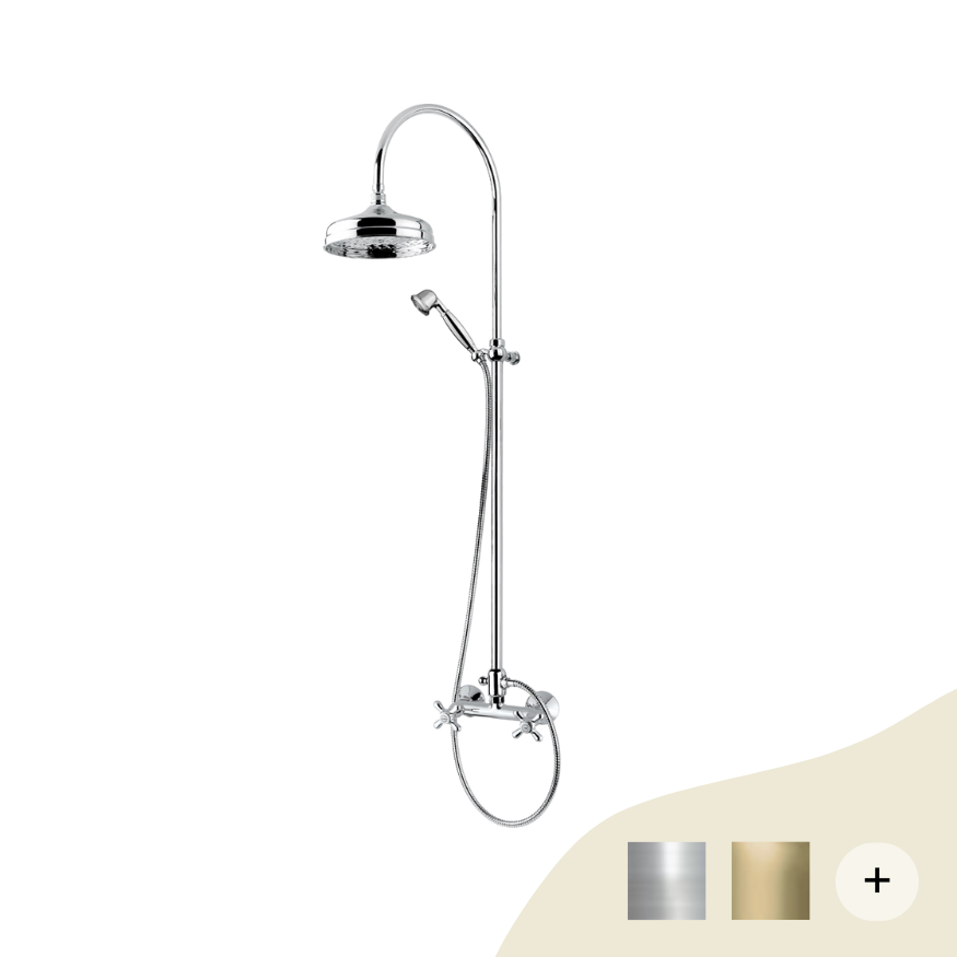Duscharmatur Old mit Handbrause und Regendusche