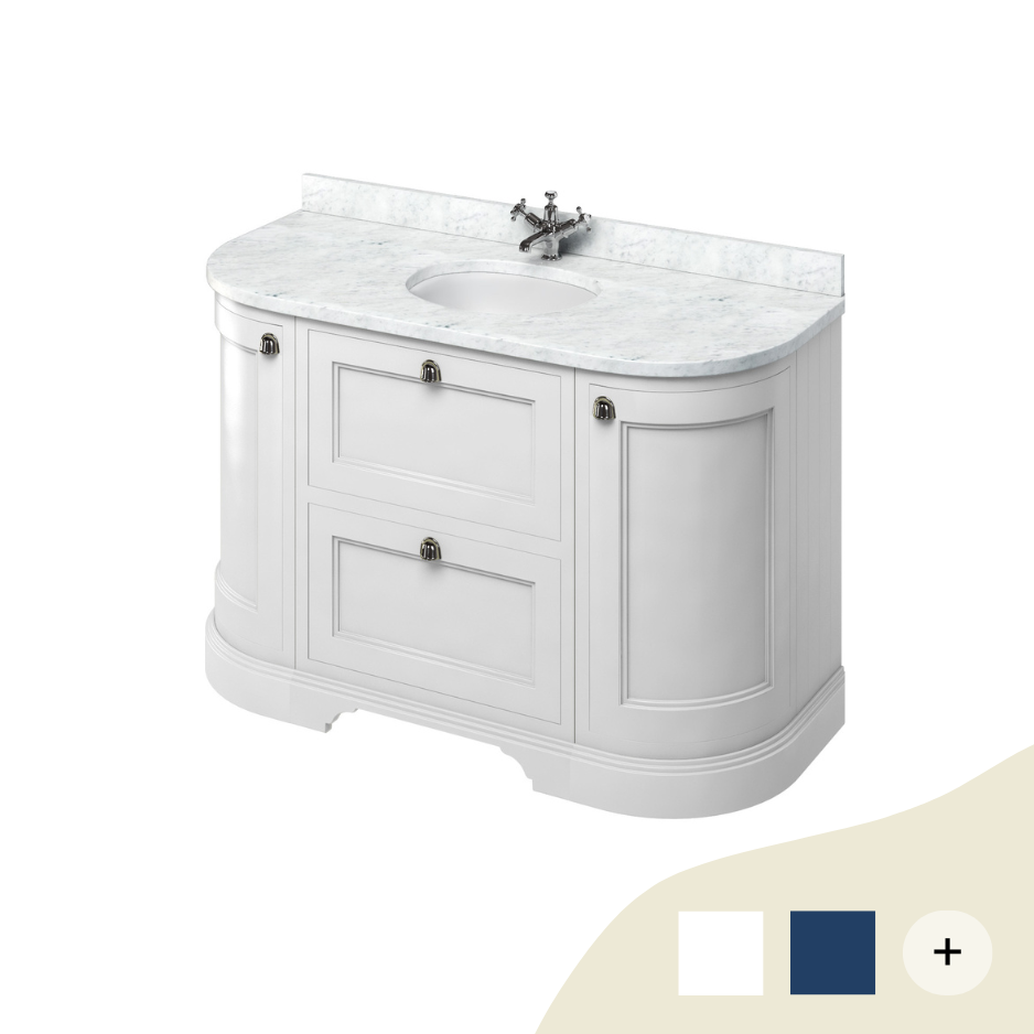 Waschtisch Kommode Burlington 134 cm mit Türen & Schubladen, Minerva Marmor
