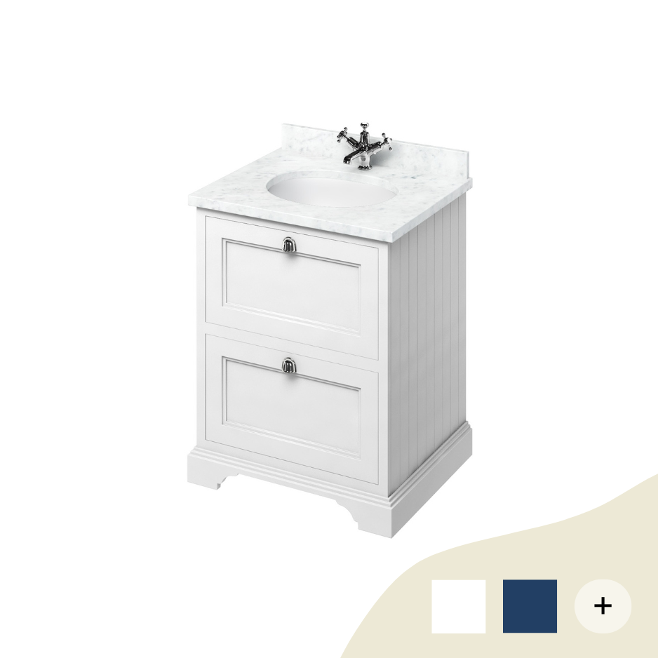 Waschtisch Unterschrank Burlington 65 cm mit Schubladen, Minerva Marmor