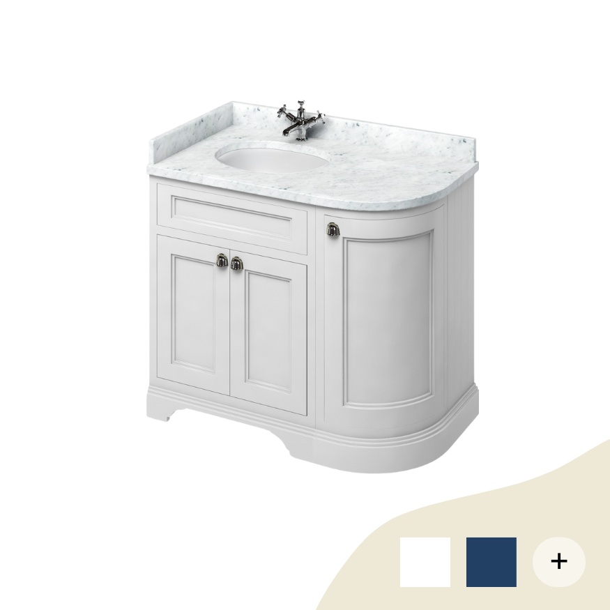 Eck-Waschtisch Kommode Burlington 100cm / links mit Türen, Minerva Marmor