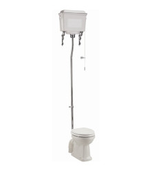 Stand WC Burlington mit hohem Spülkasten aus Aluminium, weiß